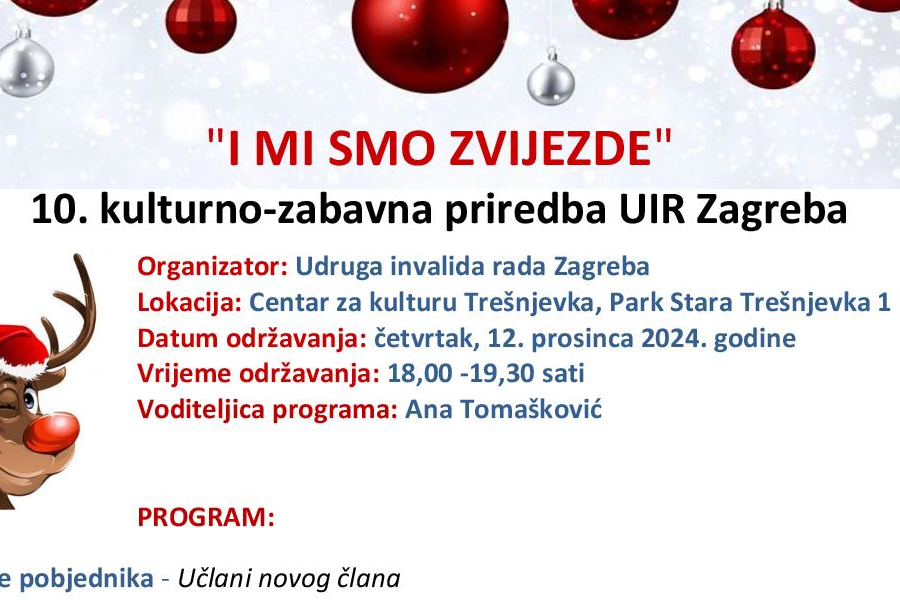 Zagreb - mojzagreb.info, Obavijesti - I MI SMO ZVIJEZDE je nadolazeća kulturno-zabavna priredba Udruge invalida rada Zagreba (UIR Zagreba)