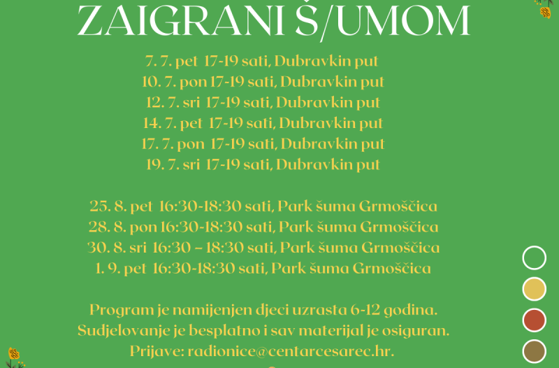 Zagreb - mojzagreb.info - Zaigrani š/umom - besplatni eko programi za djecu na Dubravkinom putu i u Park šumi Grmoščica!