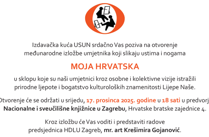 Zagreb - mojzagreb.info - Međunarodna izložba umjetnika koji slikaju ustima i nogama otvara se u Nacionalnoj i sveučilišnoj knjižnici u Zagrebu