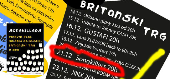 Zagreb - mojzagreb.info, Obavijesti - Songkillersi “prže” večeras na Britancu!